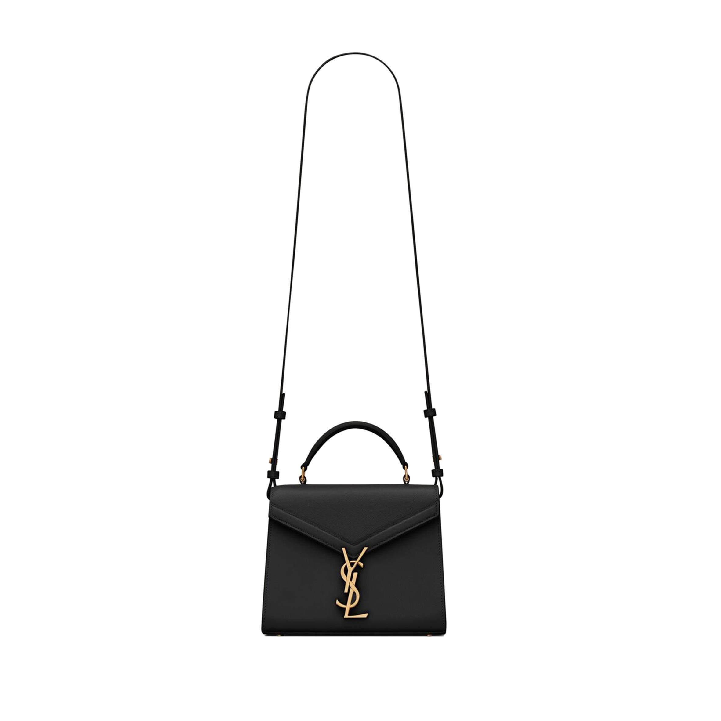 YSL CASSANDRA MINI TOP HANDLE BAG IN GRAIN DE POUDRE EMBOSSED LEATHER 623930BOW0W1000 (20*16*7.5cm)